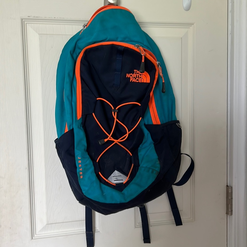 North Face Blue and Orange Backpack